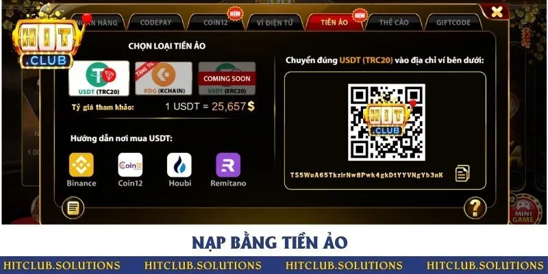 Nạp tiền tại cổng game thông qua sàn giao dịch tiền ảo